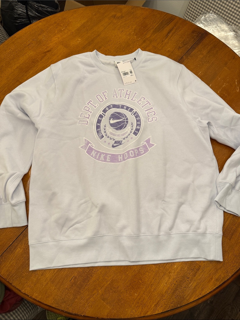 Nike L/S Lilac/Gray Graphic "Dept. of Athletics" Sweatshirt IM7732-085 Size 2XL